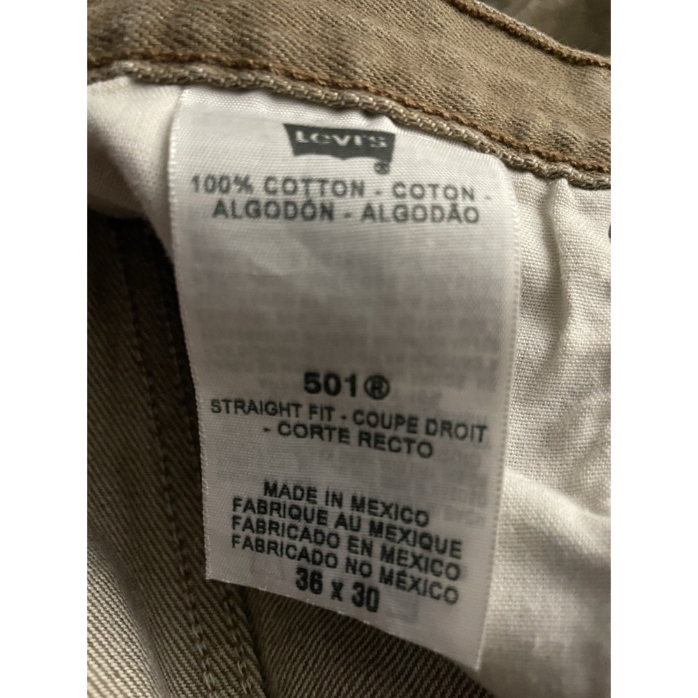 Levis Red Tag 501 Jeans Mens Original Button Fly Color Beige 36x30 Straight Fit - Picture 10 of 11
